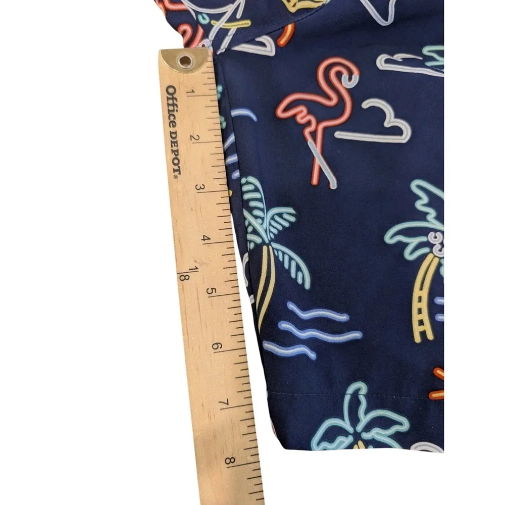 Chubbies Swim Trunks Mens M Navy‎ Neon Flamingo Palm Tree Cocktail Board Shorts